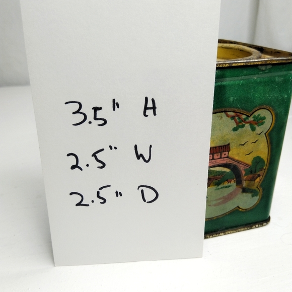 Vintage China Tea Tin Small Green Landscape - Picture 3 of 3